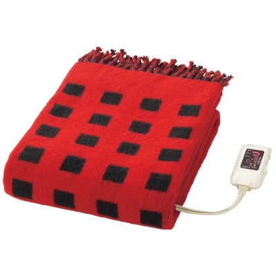 【12月発送】電気ひざ掛け/レッド　約140×82cm(房含む)【1636706】