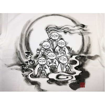 手描きTシャツ 仏画 六地蔵 白 (半袖 Sサイズ)【1615559】