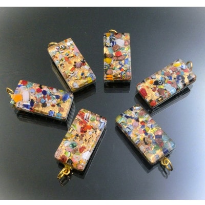 ベネチアンガラス使いのブラックオニキスネックレス〈紅白椿〉【配送不可地域：沖縄県】【1703481】