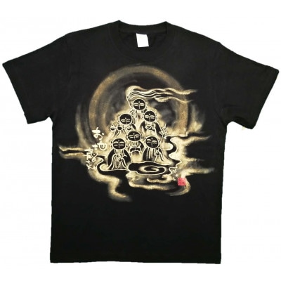 手描きTシャツ 仏画 六地蔵 黒 (半袖 Mサイズ)【1615572】