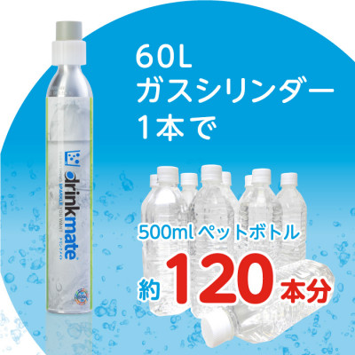 炭酸水メーカードリンクメイト アタッチメント付き60L予備用ガスシリンダー1本/HF007−SJ【配送不可地域：沖縄県】【1438399】