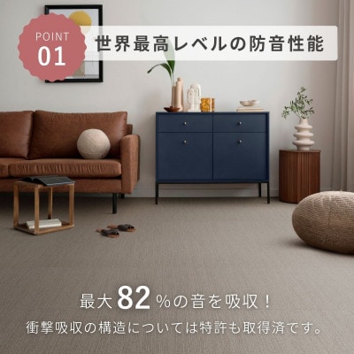 最大82%の音をカットする防音タイルカーペット「防音専科」お試し1枚 グレー【1593175】