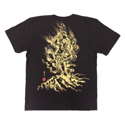 手描きTシャツ 仏画 蔵王権現 黒 (半袖 XLサイズ)【1614970】