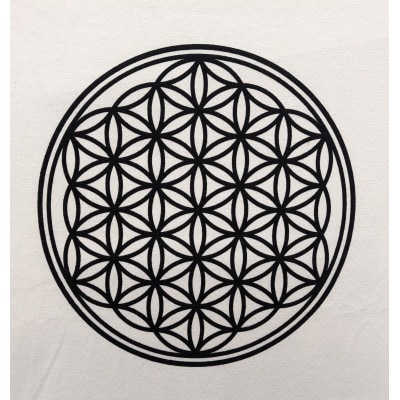 Tシャツ フラワー・オブ・ライフ 麻炭 白 (半袖 Sサイズ)【1619661】