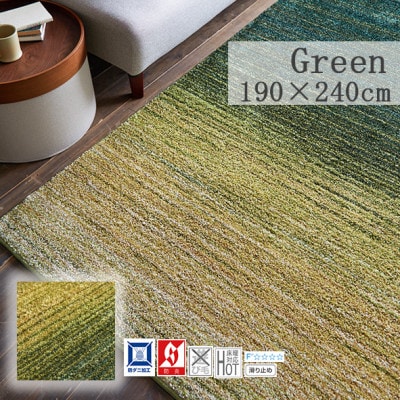 【190×240cm】心地よいカーペット ラグ (オンブレー) カラー:グリーン【1517238】