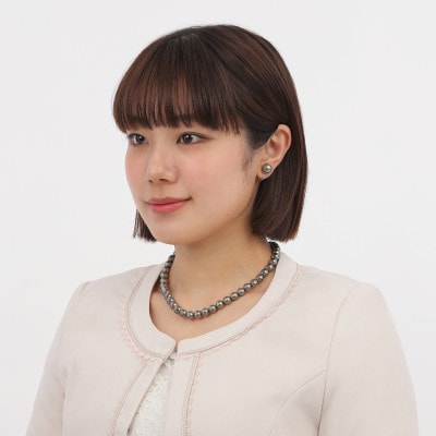 【RoseYumiRose】9mm&10mmパール2点セット(ネックレス/イヤリング)グレー【配送不可地域：沖縄県】【1734472】
