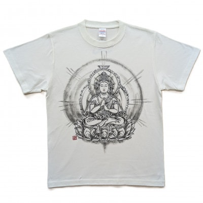 手描きTシャツ 仏画 大日如来 金剛界 白 (半袖 Sサイズ)【1655694】