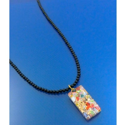 ベネチアンガラス使いのブラックオニキスネックレス〈宝石〉【配送不可地域：沖縄県】【1703481】