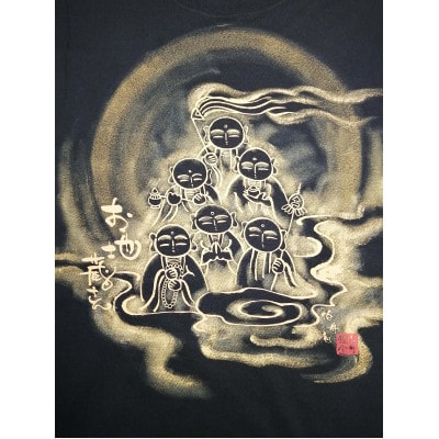 手描きTシャツ 仏画 六地蔵 黒 (半袖 Lサイズ)【1615577】