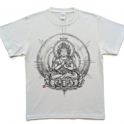 手描きTシャツ 仏画 大日如来 金剛界 白 (半袖 Lサイズ)【1662849】