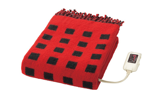 電気ひざ掛け/レッド　約140×82cm(房含む)【1435015】