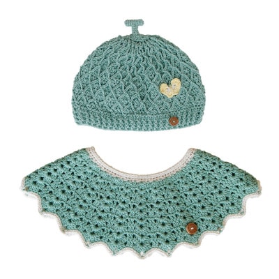 HOPPL(ホップル)手編みニットビブ&キャップセット(メロン/サイズS)【1626199】