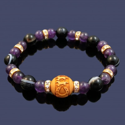 万事が馬九(うまく)行く柘植の九頭の左馬・紳士のブレスレット【配送不可地域：沖縄県】【1698836】