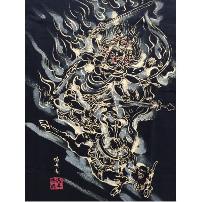 手描きTシャツ 仏画 大威徳明王 黒 (半袖 Lサイズ)【1615031】