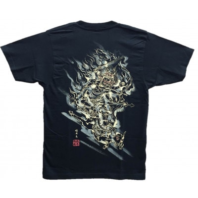 手描きTシャツ 仏画 大威徳明王 黒 (半袖 Sサイズ)【1615027】
