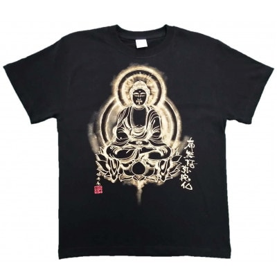 手描きTシャツ 仏画 阿弥陀如来 黒 (半袖 Mサイズ)【1615553】