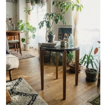 The Pebble (ザ・ぺブル) ビールストーンとオーク材のサイドテーブル 計1台【1705340】