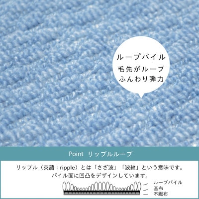 カーペット 日本製 抗菌防臭 軽量薄手 ジェミニ 352×352cm 江戸間 8畳用 ブルー【1518681】