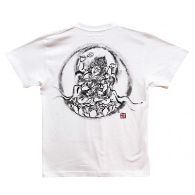 手描きTシャツ 仏画 愛染明王 白 (半袖 XLサイズ)【1615487】