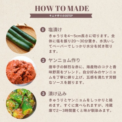 オイキムチ(500g)きゅうりキムチ　慶尚北道英陽産の唐辛子使用!自家製ヤンニョム　絶品おつまみ【配送不可地域：離島】【1718991】