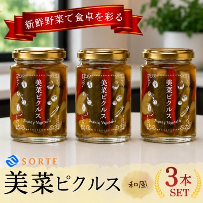 ご飯のお供や箸休めに!利尻昆布の極上ダシと赤穂の塩が野菜の旨みを引き出す、美菜ピクルス(和風)3本【1745304】