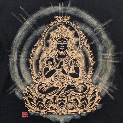 手描きTシャツ 仏画 大日如来 金剛界 黒 (半袖 Lサイズ)【1662862】