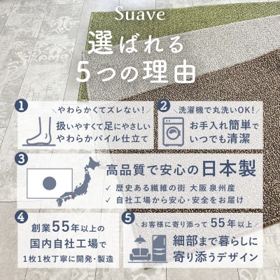 やわらか洗えるキッチンマット 50×240cm　グレージュ(suave)【1746226】