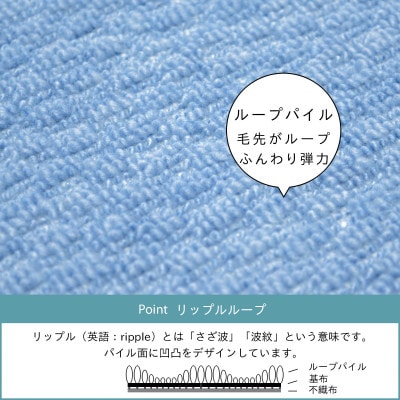 カーペット 日本製 抗菌防臭 軽量薄手 ジェミニ 261×352cm 江戸間 6畳用 ブルー【1517179】