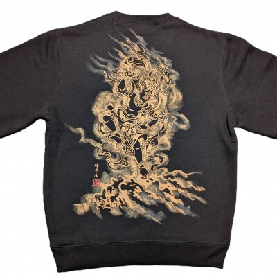 手描き トレーナー 蔵王権現 黒 (裏起毛 Mサイズ)【1703453】