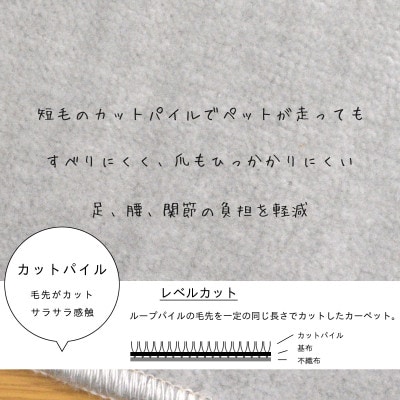 カーペット 日本製 厚手 防ダニ 防音ペットもよろこぶ 261×352cm 江戸間 6畳用 グレー【1548448】