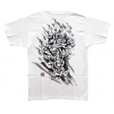 手描きTシャツ 仏画 大威徳明王 白 (半袖 Sサイズ)【1615019】
