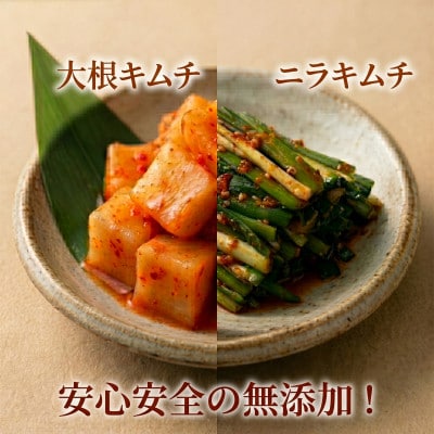 本場韓国の味!4種のキムチ詰め合わせ(白菜・きゅうり・大根・ニラ)各1パック　国産野菜使用!【配送不可地域：離島】【1732233】