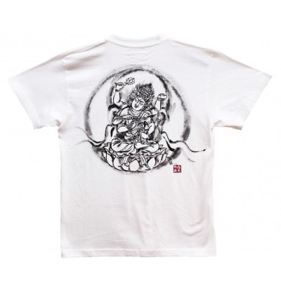 手描きTシャツ 仏画 愛染明王 白 (半袖 Mサイズ)【1615474】