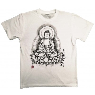 手描きTシャツ 仏画 阿弥陀如来 白 (半袖 Mサイズ)【1615542】