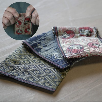 大阪府和泉市　国産　パカパカ財布3個セット　ダルマ・暮四季紺・アジロ　畳　手作り【1680109】