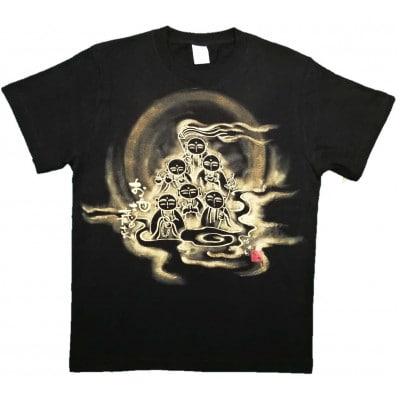 手描きTシャツ 仏画 六地蔵 黒 (半袖 XLサイズ)【1615582】