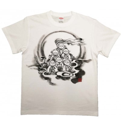 手描きTシャツ 仏画 六地蔵 白 (半袖 Sサイズ)【1615559】