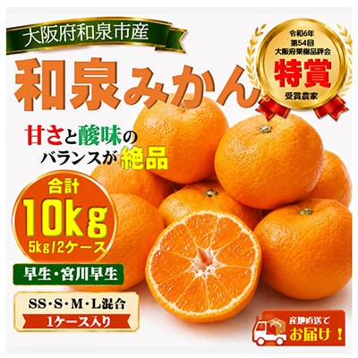 先行予約　大阪府和泉市産 宮川早生みかん5kg2ケース(1梱包) 11月中頃より発送【1672212】