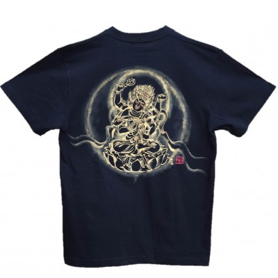 手描きTシャツ 仏画 愛染明王 黒 (半袖 Mサイズ)【1615496】