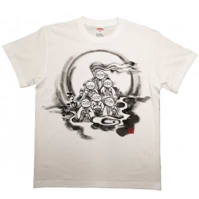 手描きTシャツ 仏画 六地蔵 白 (半袖 XLサイズ)【1615567】