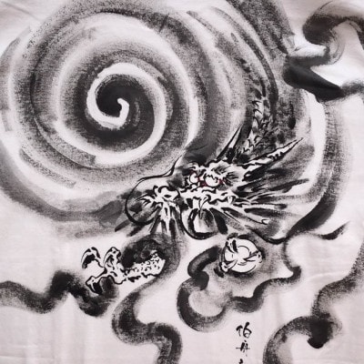 手描きTシャツ 日本画 龍神 白 (半袖 XLサイズ)【1615185】