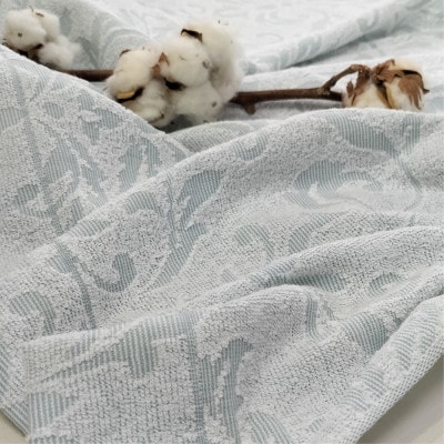 『軽やか』で洗濯しやすい綿100%タオルケット シングルサイズ(140×190cm)5164-BL【1644273】