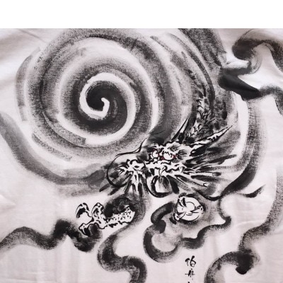 手描きTシャツ 日本画 龍神 白 (半袖 Sサイズ)【1615180】