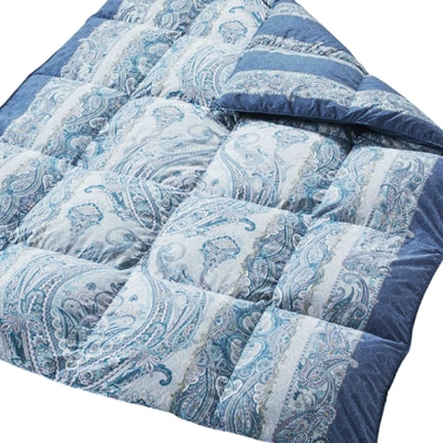 【シングル】ダニプルーフ生地使用　合掛け羽毛布団ダウン80%　抗菌防臭羽毛使用CILレッド　色ブルー【1210871】