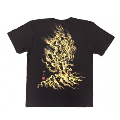 手描きTシャツ 仏画 蔵王権現 黒 (半袖 Sサイズ)【1614964】