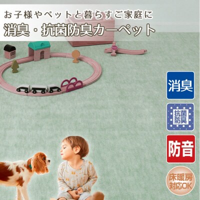 【8畳】お子様やペットと暮らすご家庭の快適カーペット グリーン(エミリア8畳GR)【1492958】