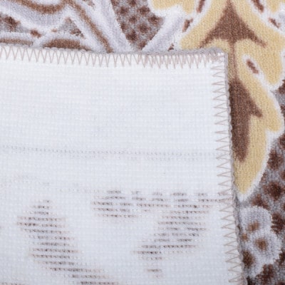 日本製 廊下カーペット 65cm×120cm 【モダンオーナメント】 滑り止め ブラウン【1671841】