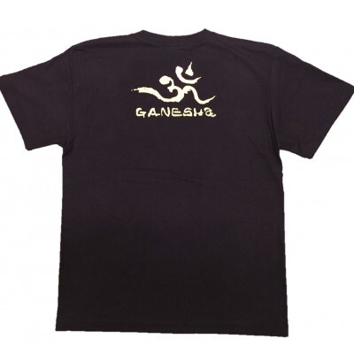 手描きTシャツ 仏画 ガネーシャ 黒 (半袖 Sサイズ)【1615514】