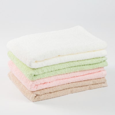●★【日本製】ホテルスタイル 　バスタオル　ホワイト、ライトピンク、ベージュ、ライトグリーン各1枚【1725485】