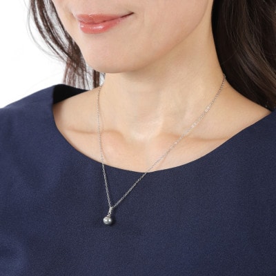 【RoseYumiRose】8mmパール3点セット(ネックレス/ペンダント/ピアス)グレー【配送不可地域：沖縄県】【1663323】